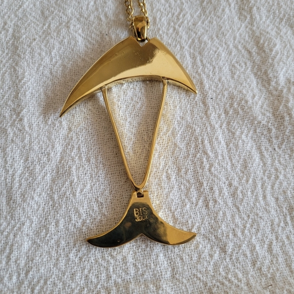 Fish solid brass bone pendant necklace designer - Picture 5 of 8
